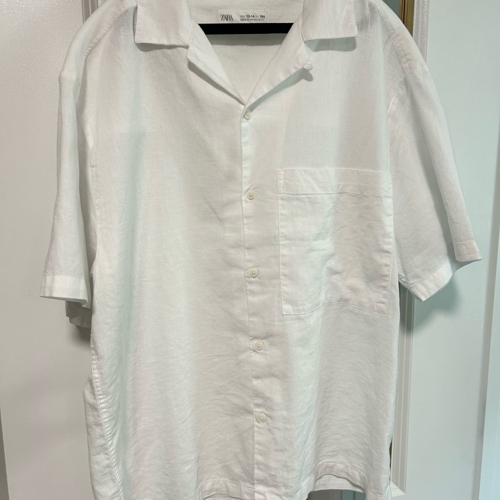 Zara White Casual Button Down Shirt